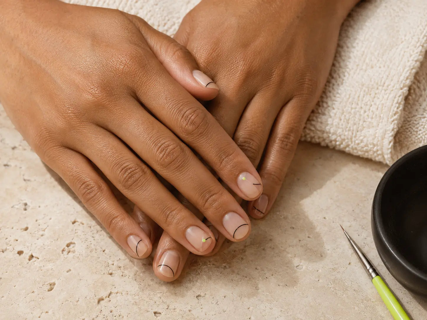 Detailed manicure being finished at Nail Garden